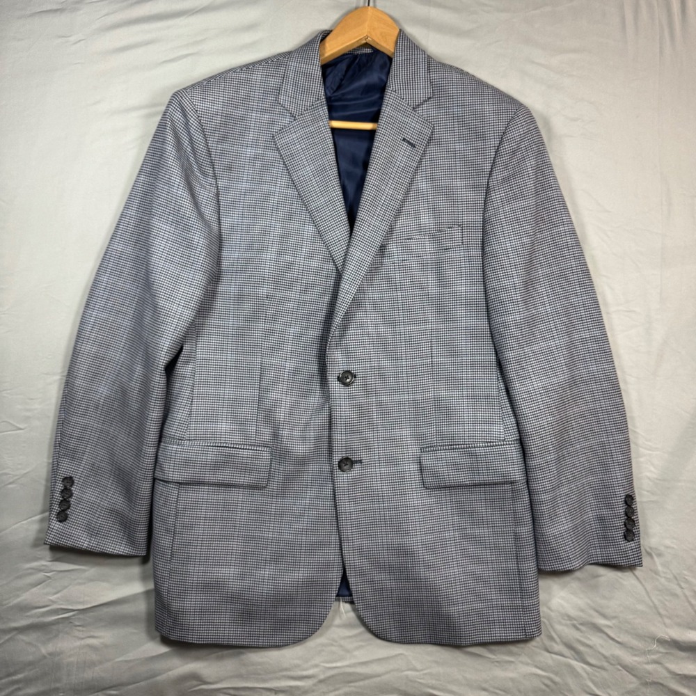 Brooks Brothers 346 Madison Fit Blazer Mens 40R Gray Glend Plaid 100% Wool